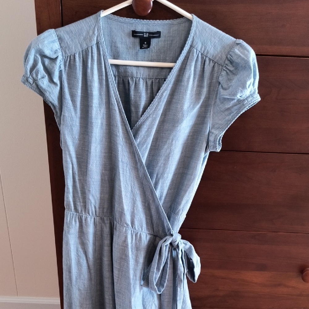 Gap Light Blue 100% Cotton Wrap Dress, Size 6